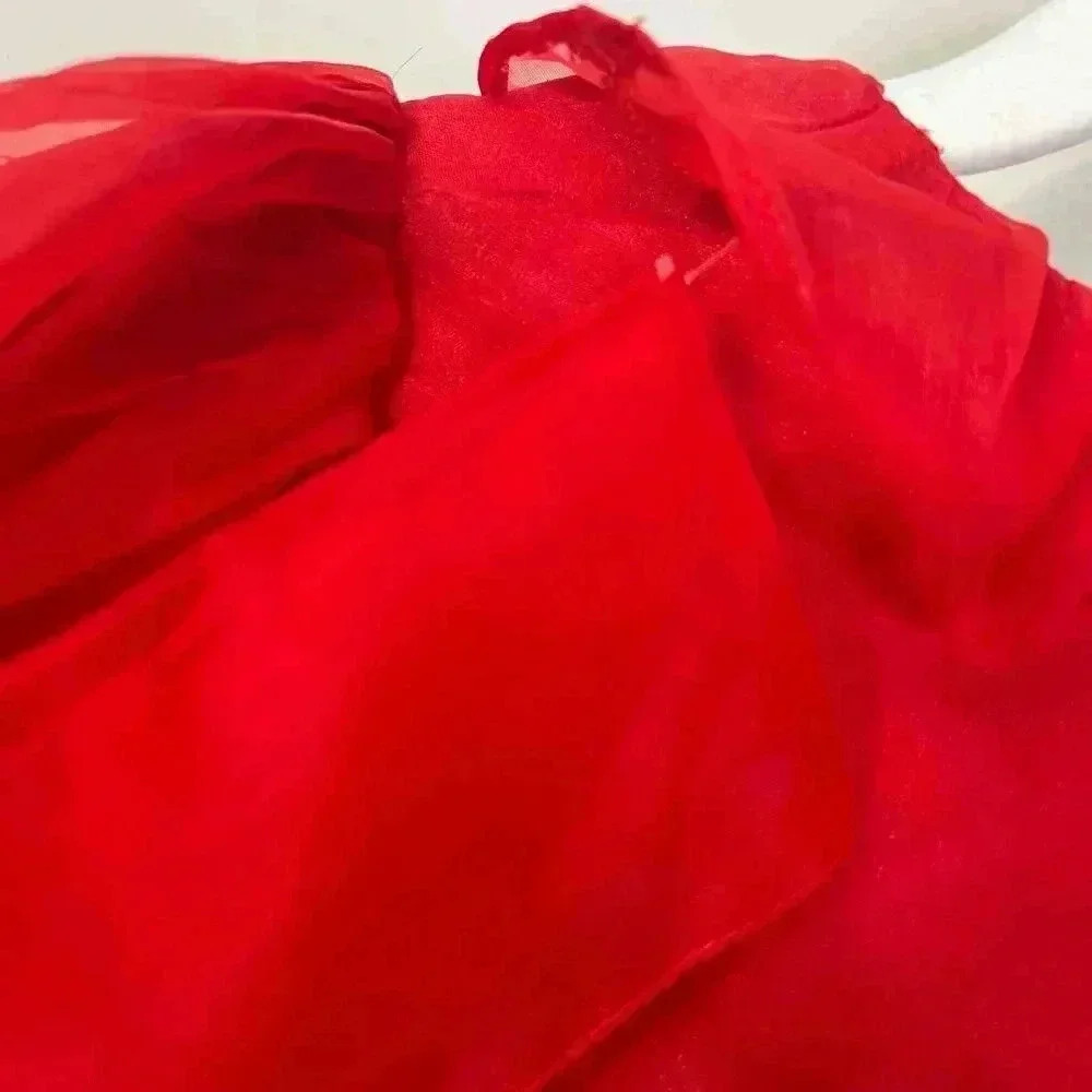 Show me Your Mumu Red Ruffle Puff Sleeve Dress NWT Romantic Coquette - Picture 10 of 15